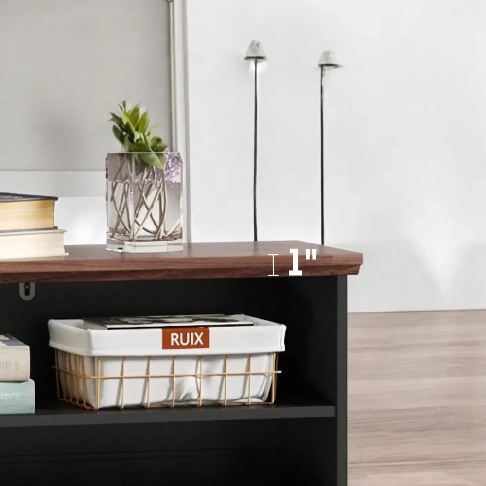 Crossline Black 2-Tier Shoe Cabinet with X-Panel Door Design - Image 5