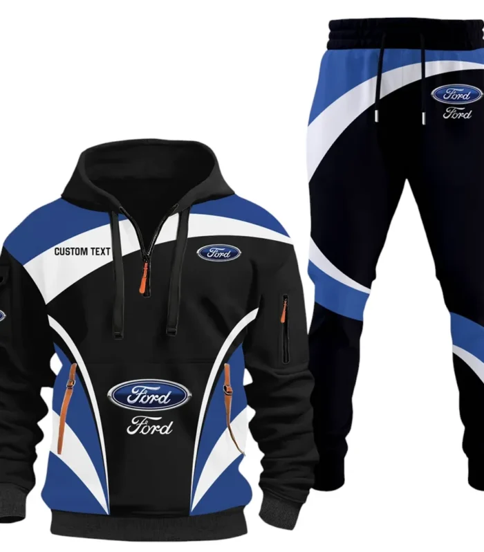 Vintage Ride Hoodie Half Zip x Sweatpants Set, All-Season Car Enthusiast Tracksuit CAR514100925014