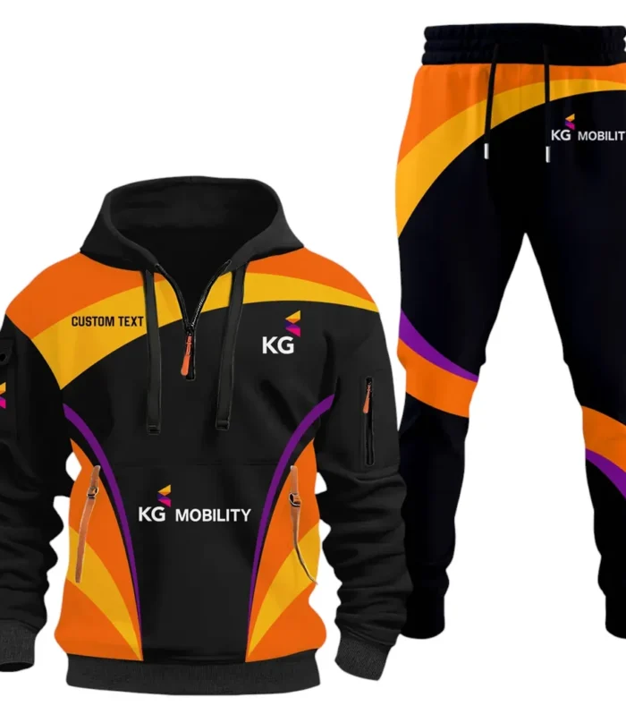 Racing Motor Hoodie Half Zip x Sweatpants Set, 3D Printed Driver's Outfit CAR514100925023