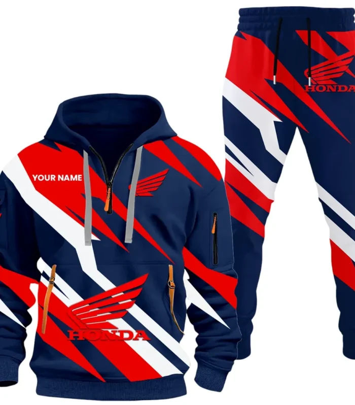 Adventure Motorbike Hoodie Half Zip x Sweatpants Set, Sporty Auto-Inspired Tracksuit CAR514100925044