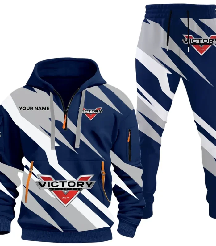 American V-Twin Hoodie Half Zip x Sweatpants Set, Street-Ready Automotive Tracksuit CAR514100925045