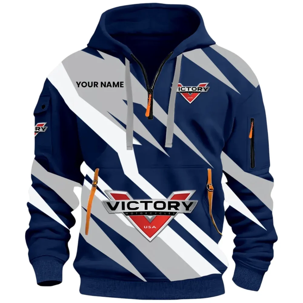 American V-Twin Hoodie Half Zip 3D Print, Comfortable Everyday Hoodie CAR514100925045 - Image 2