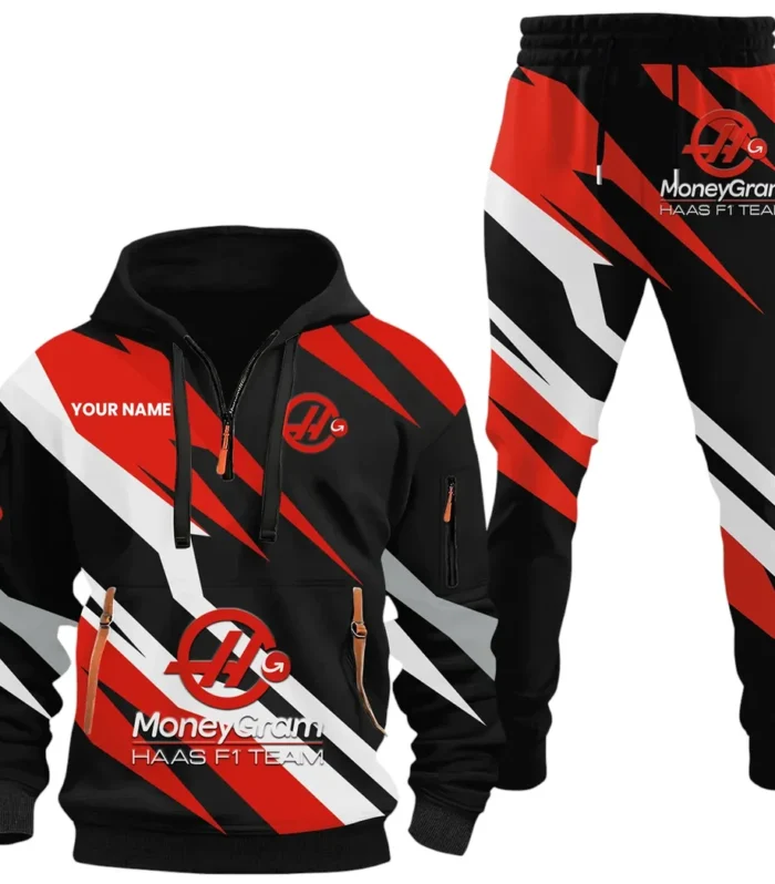 Racing Car Hoodie Half Zip x Sweatpants Set, Custom Motorcycle Hoodie Set CAR514100925046