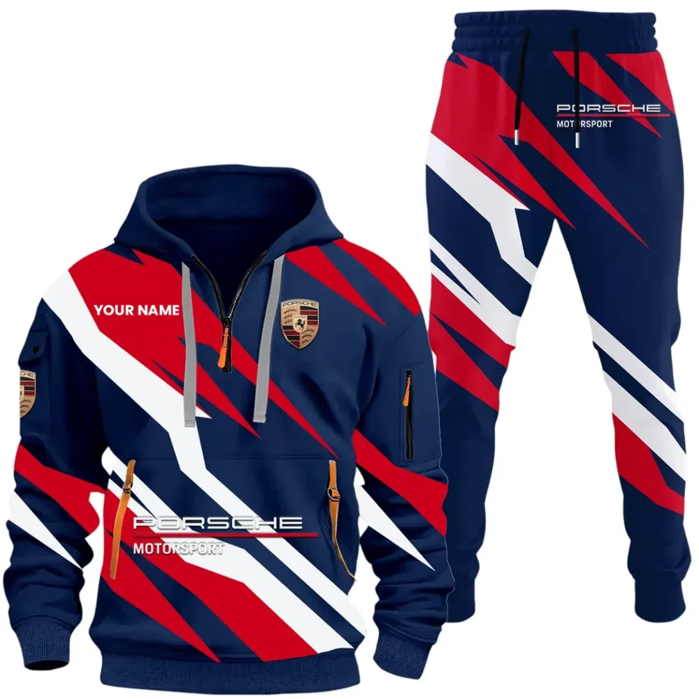 Turbo Sports Car Hoodie Half Zip x Sweatpants Set, All-Season Car Enthusiast Tracksuit CAR514100925053