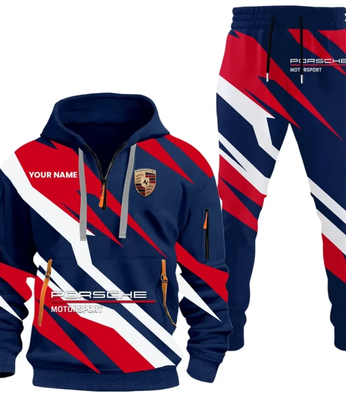 Turbo Sports Car Hoodie Half Zip x Sweatpants Set, All-Season Car Enthusiast Tracksuit CAR514100925053