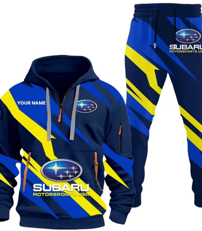 All-Wheel Drive Car Hoodie Half Zip x Sweatpants Set, Classic Gearhead Hoodie Set CAR514100925055
