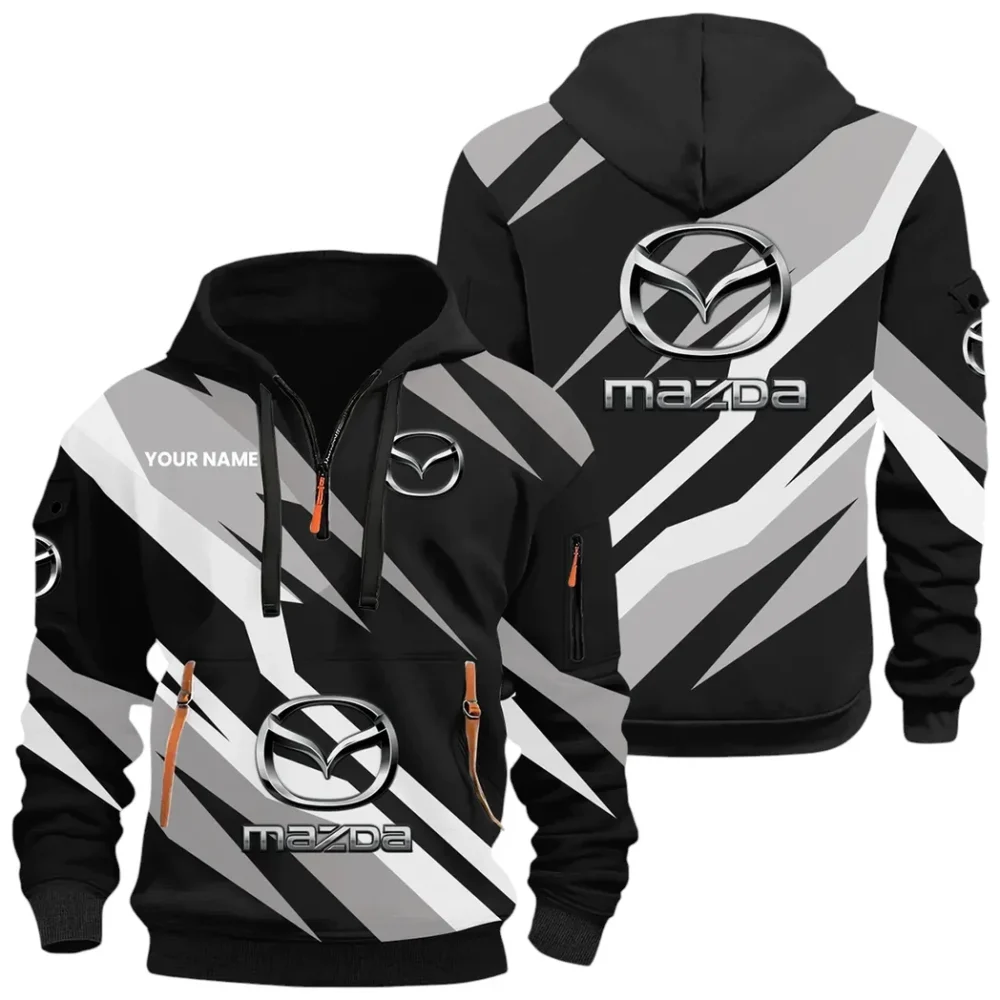 Sport Hatchback Hoodie Half Zip x Sweatpants Set, Bold Automotive 3D Hoodie Set CAR514100925058 - Image 2