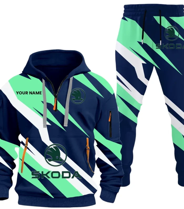 City-Friendly Automobile Hoodie Half Zip x Sweatpants Set, All-Season Car Enthusiast Tracksuit CAR514100925059