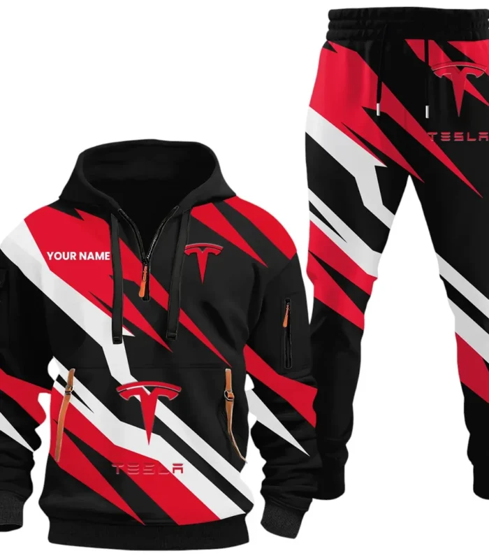 Battery-Powered Car Hoodie Half Zip x Sweatpants Set, Premium Car Fan Tracksuit CAR514100925060