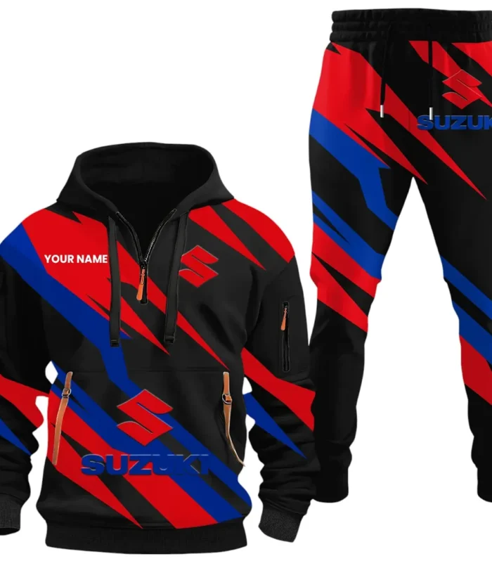 Superbike Hoodie Half Zip x Sweatpants Set, Custom Motorcycle Hoodie Set CAR514100925061