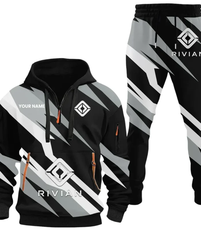 Racing Car Hoodie Half Zip x Sweatpants Set, Bold Automotive 3D Hoodie Set CAR514100925069