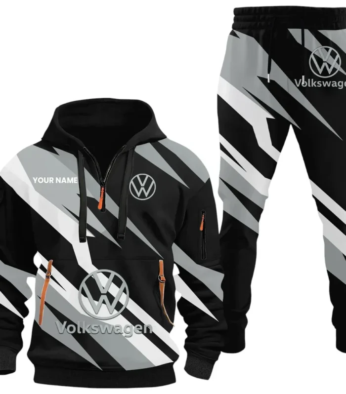 Compact Vehicle Hoodie Half Zip x Sweatpants Set, Sporty Auto-Inspired Tracksuit CAR514100925070