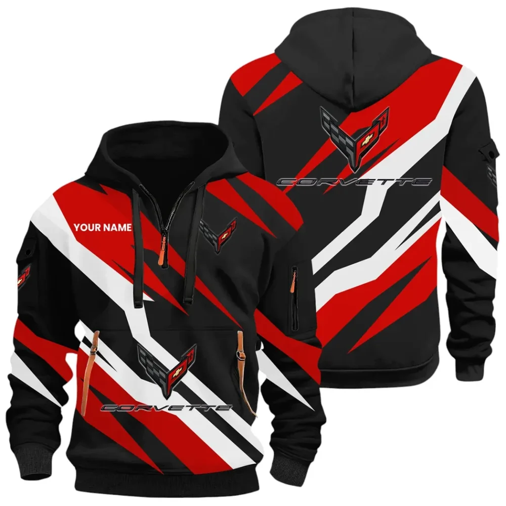 American Supercar Hoodie Half Zip 3D Print, Sporty Urban Look Hoodie CAR514100925072