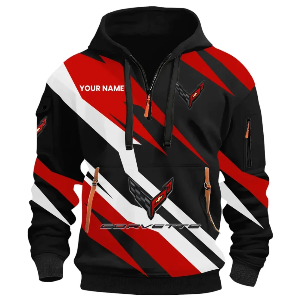 American Supercar Hoodie Half Zip 3D Print, Sporty Urban Look Hoodie CAR514100925072 - Image 2
