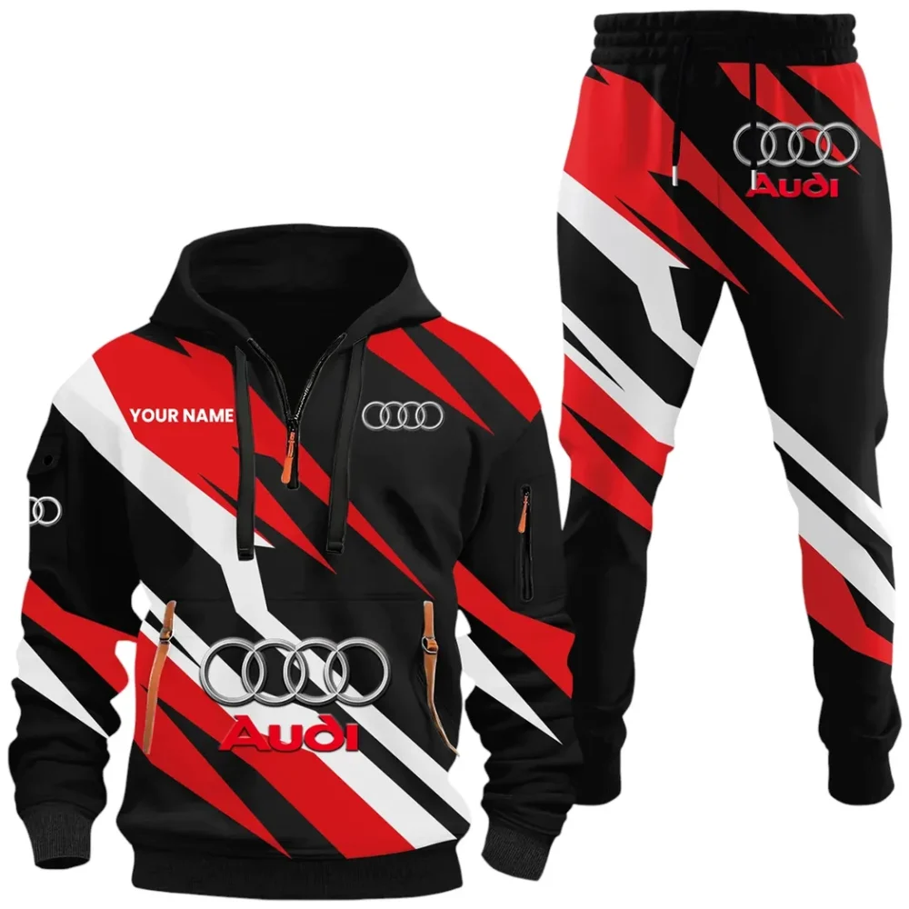 Sports Sedan Hoodie Half Zip x Sweatpants Set, Custom 3D Automotive Tracksuit Set CAR514100925078