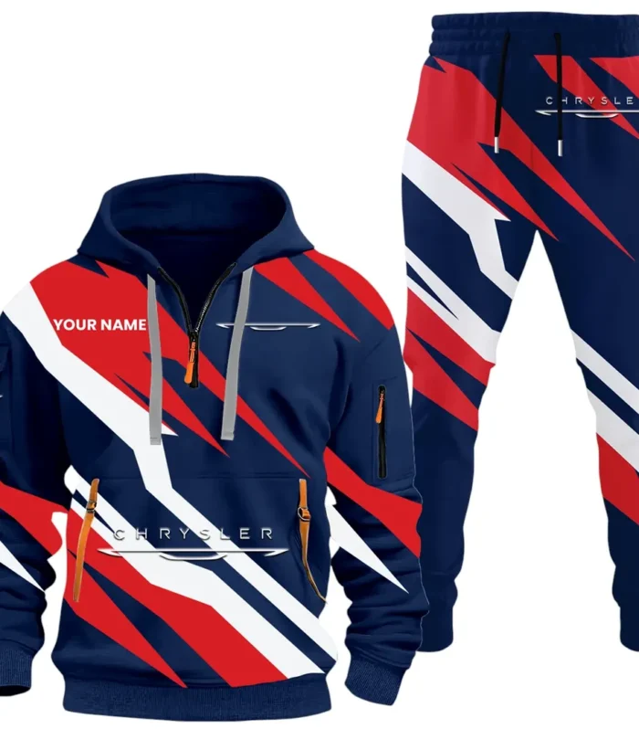 Luxury Sedan Hoodie Half Zip x Sweatpants Set, 3D Printed Driver's Outfit CAR514100925084