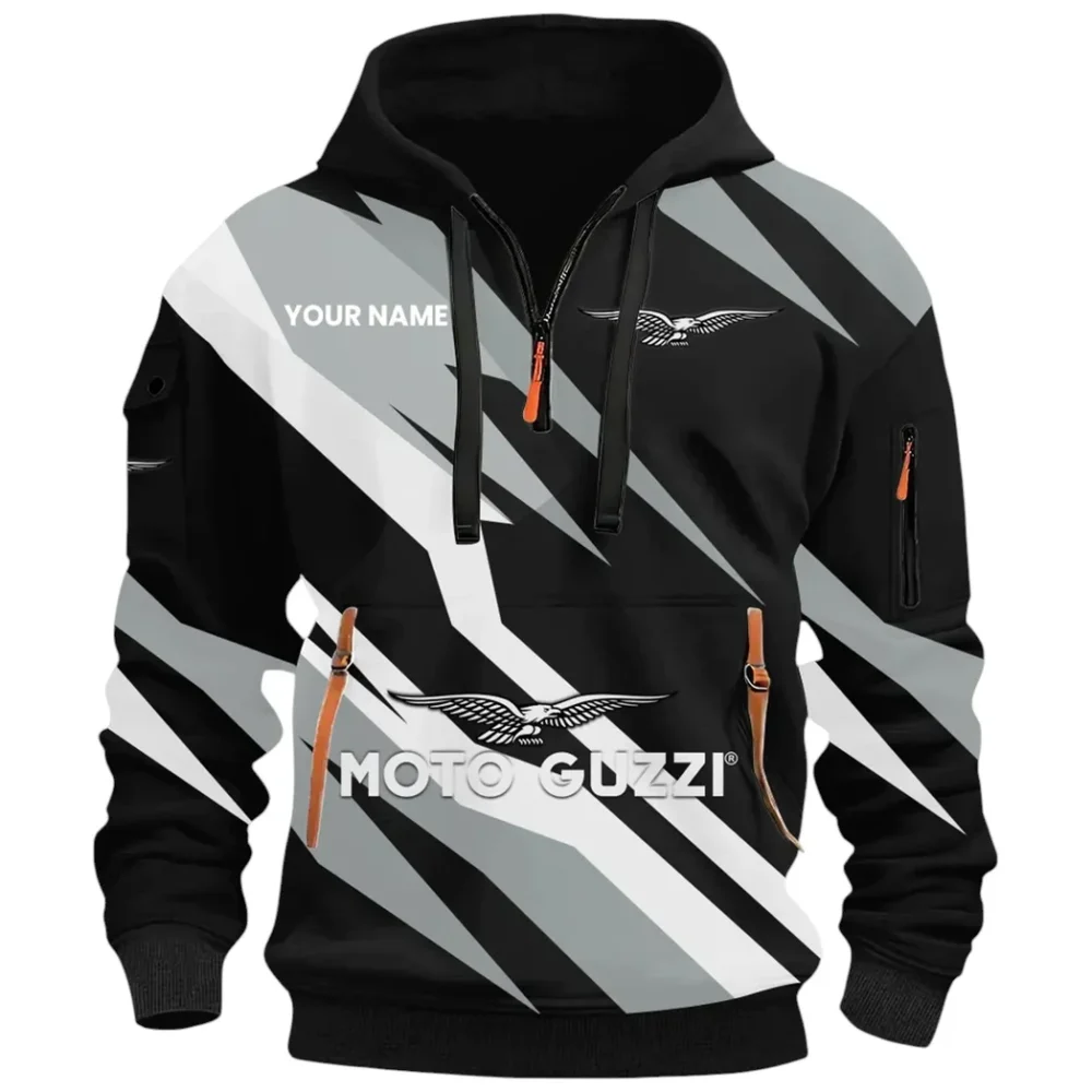 Historic Motorcycle Brand Hoodie Half Zip 3D Print, Streetwear Casual Look Outfit CAR514100925088 - Image 2