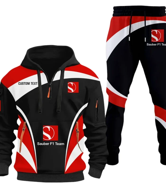 Racing Motor Hoodie Half Zip x Sweatpants Set, Street-Ready Automotive Tracksuit CAR514100925092