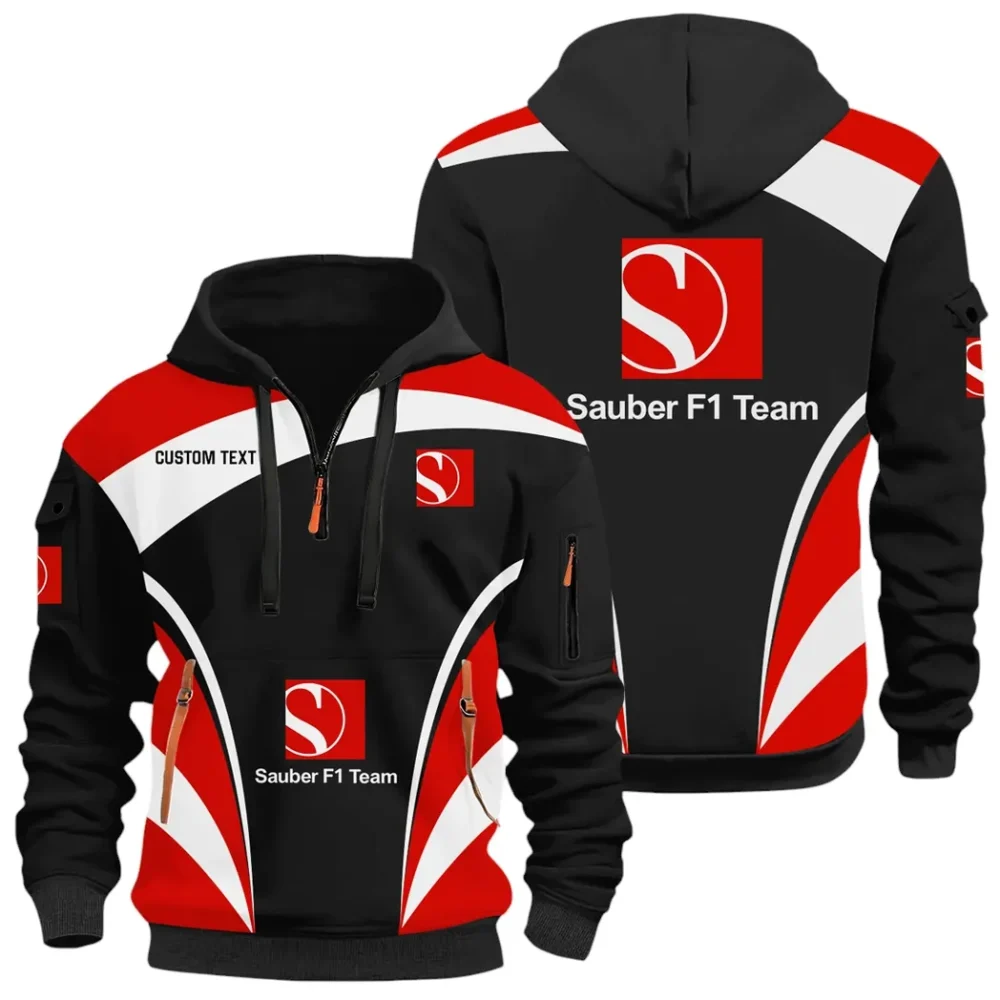 Racing Motor Hoodie Half Zip x Sweatpants Set, Street-Ready Automotive Tracksuit CAR514100925092 - Image 2