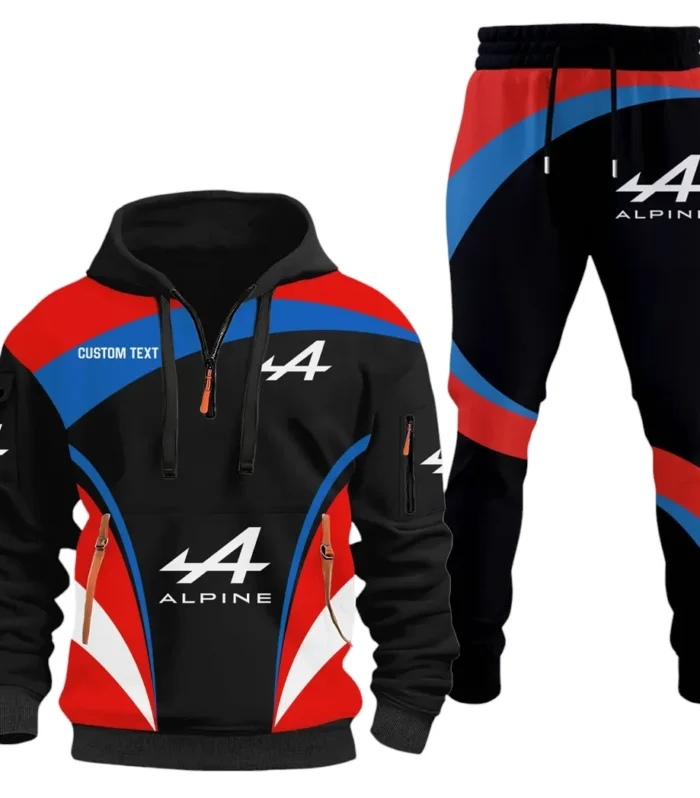 Sports Car Hoodie Half Zip x Sweatpants Set, Sporty Auto-Inspired Tracksuit CAR514100925096