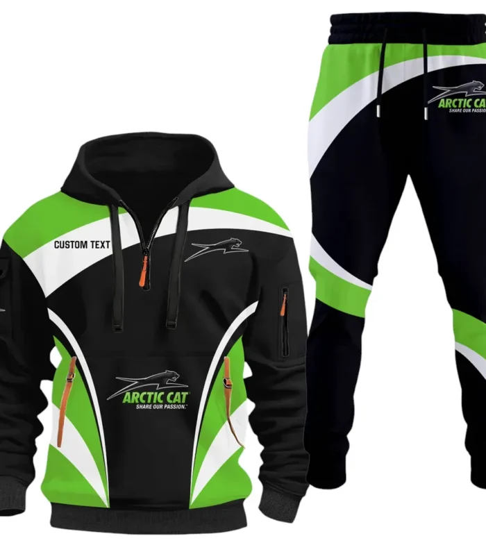 Winter Sports Vehicle Hoodie Half Zip x Sweatpants Set, Sporty Auto-Inspired Tracksuit CAR514100925097