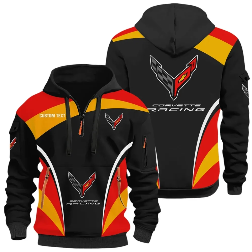 V8 Power Hoodie Half Zip x Sweatpants Set, Custom 3D Automotive Tracksuit Set CAR514100925103 - Image 2