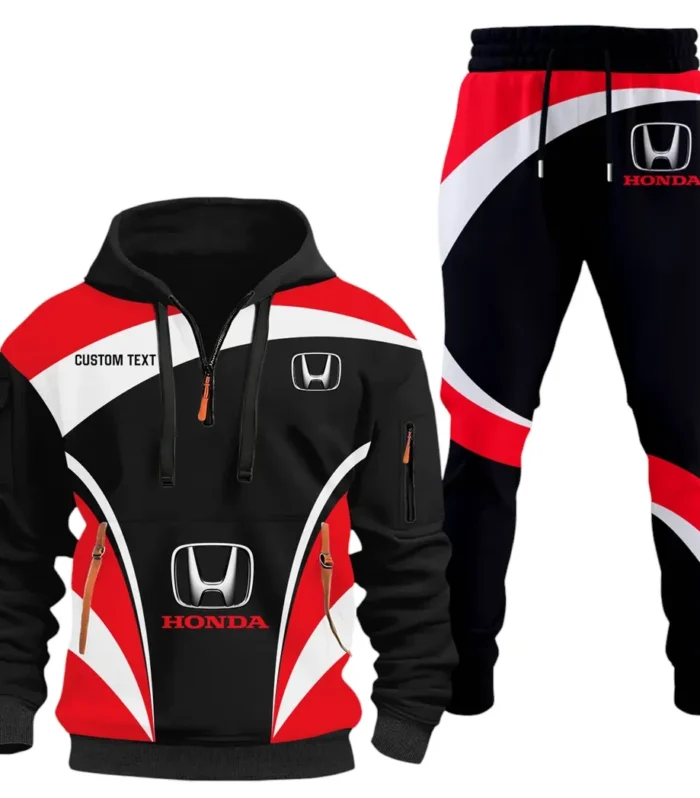 Compact Car Hoodie Half Zip x Sweatpants Set, Automotive Streetwear Hoodie Set CAR514100925104