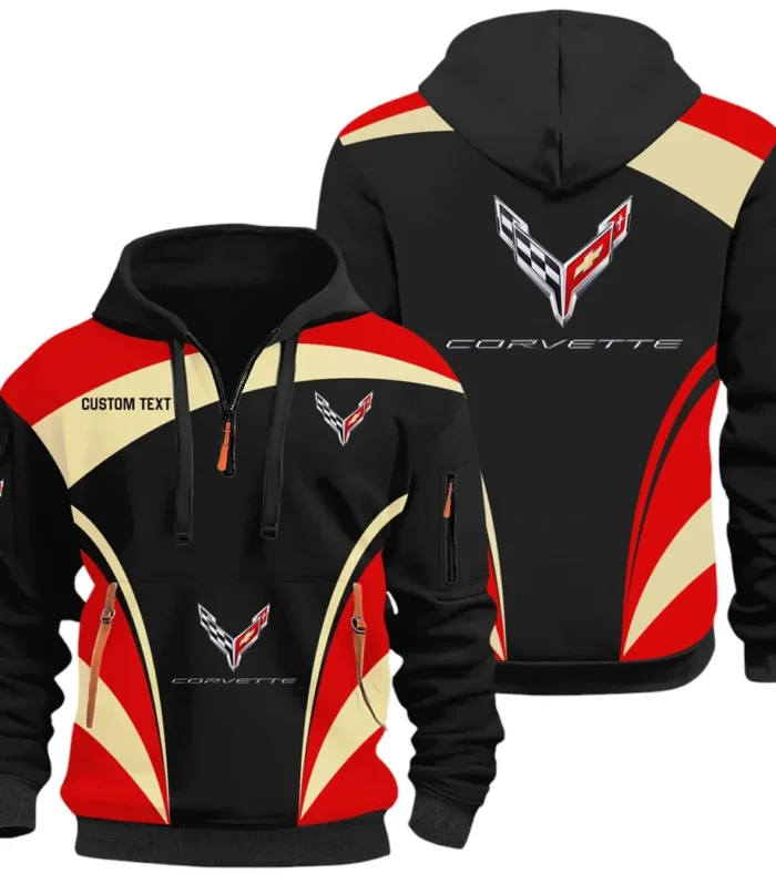 V8 Power Hoodie Half Zip 3D Print, Sporty Urban Look Hoodie CAR514100925105