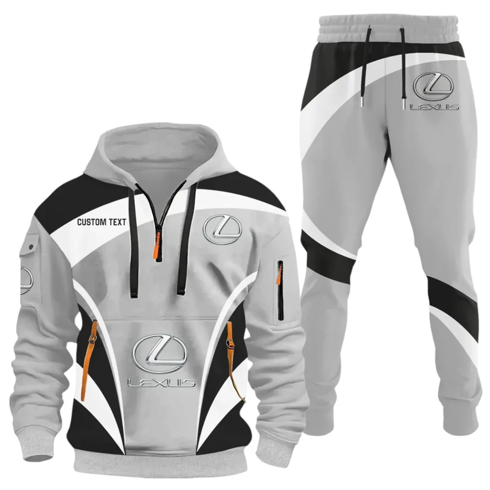 High-End Coupe Hoodie Half Zip x Sweatpants Set, 3D Printed Driver's Outfit CAR514100925112