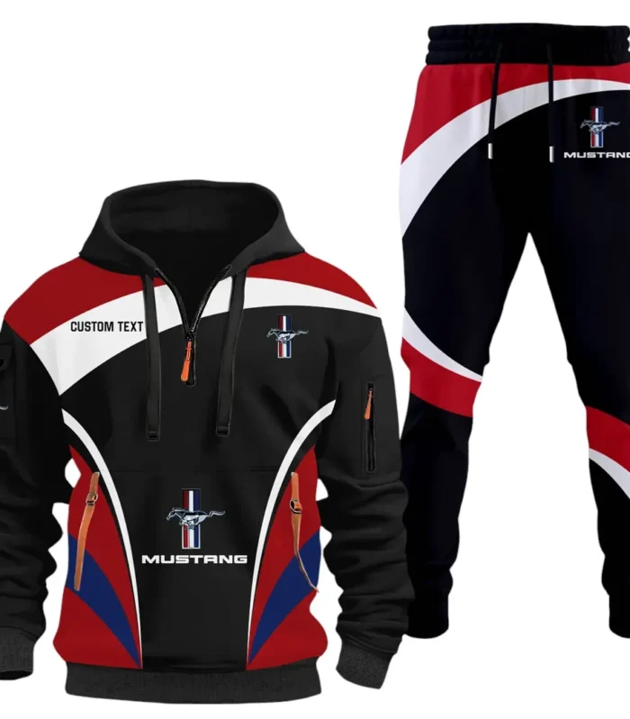 Racing Car Hoodie Half Zip x Sweatpants Set, 3D Printed Driver's Outfit CAR514100925117