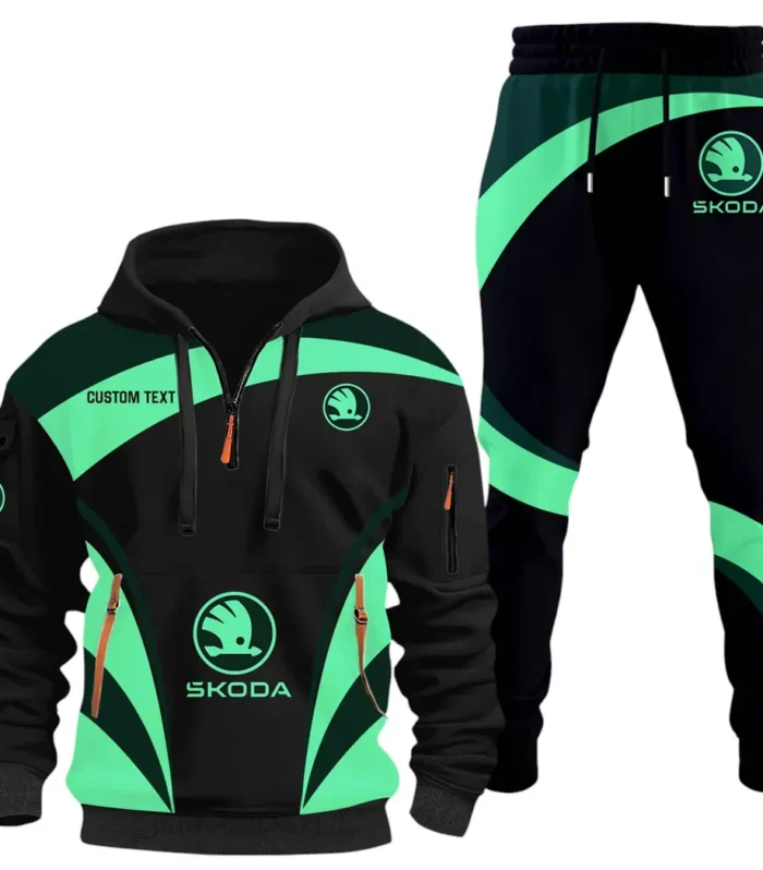 Practical Hatchback Hoodie Half Zip x Sweatpants Set, All-Season Car Enthusiast Tracksuit CAR514100925122
