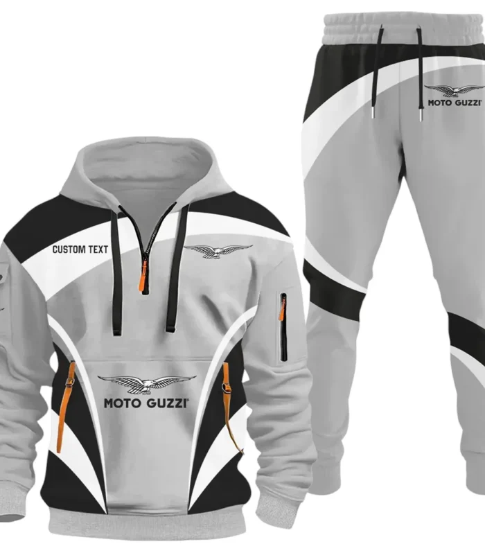 Historic Motorcycle Brand Hoodie Half Zip x Sweatpants Set, 3D Printed Car Hoodie Set CAR514100925125