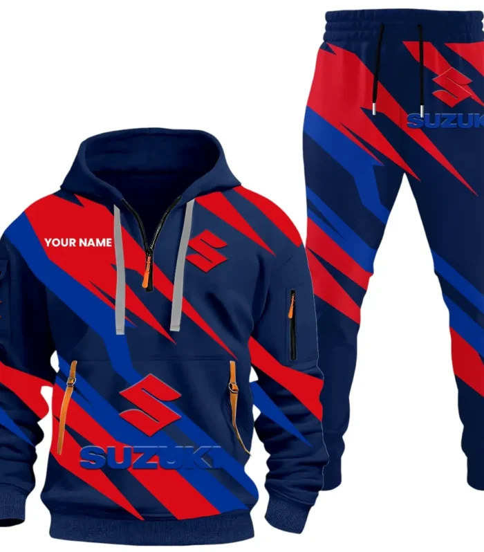 Racing Motor Hoodie Half Zip x Sweatpants Set, Ride-Inspired Half-Zip Hoodie Set CAR514100925130