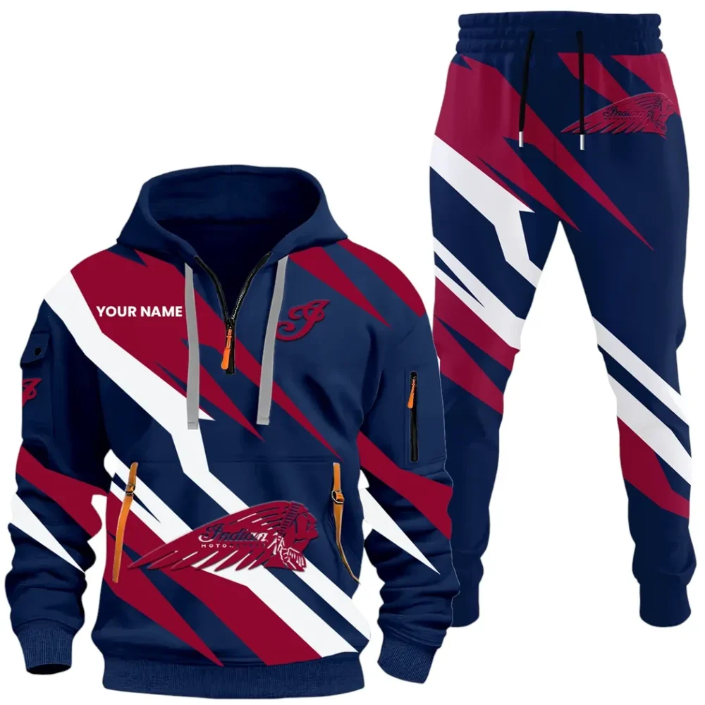 Motorbike Hoodie Half Zip x Sweatpants Set, Road Warrior 3D Outfit Set CAR514100925132