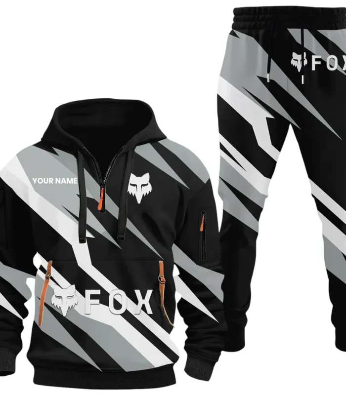 Racing Car Hoodie Half Zip x Sweatpants Set, Custom 3D Automotive Tracksuit Set CAR514100925134