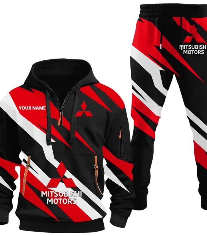 Urban Compact Hoodie Half Zip x Sweatpants Set, Custom 3D Automotive Tracksuit Set CAR514100925145