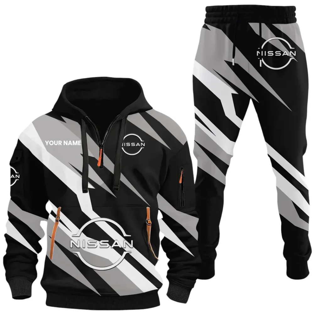 Electric Vehicle Hoodie Half Zip x Sweatpants Set, Bold Automotive 3D Hoodie Set CAR514100925147