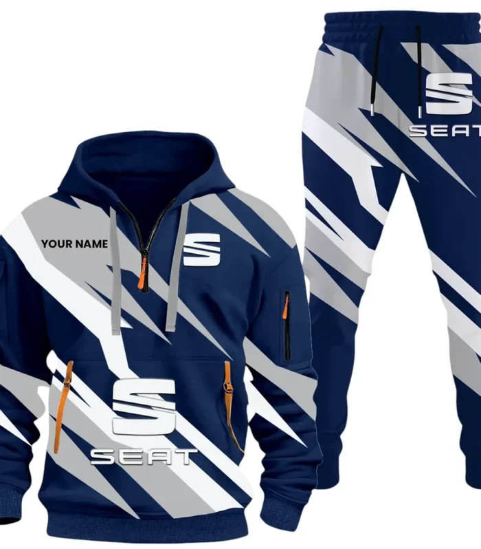 Affordable Sedan Hoodie Half Zip x Sweatpants Set, Sporty Auto-Inspired Tracksuit CAR514100925152