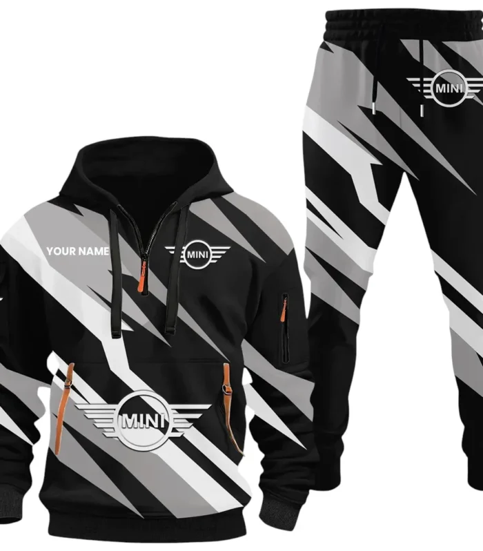 Chic Commuter Hoodie Half Zip x Sweatpants Set, Automotive Streetwear Hoodie Set CAR514100925154
