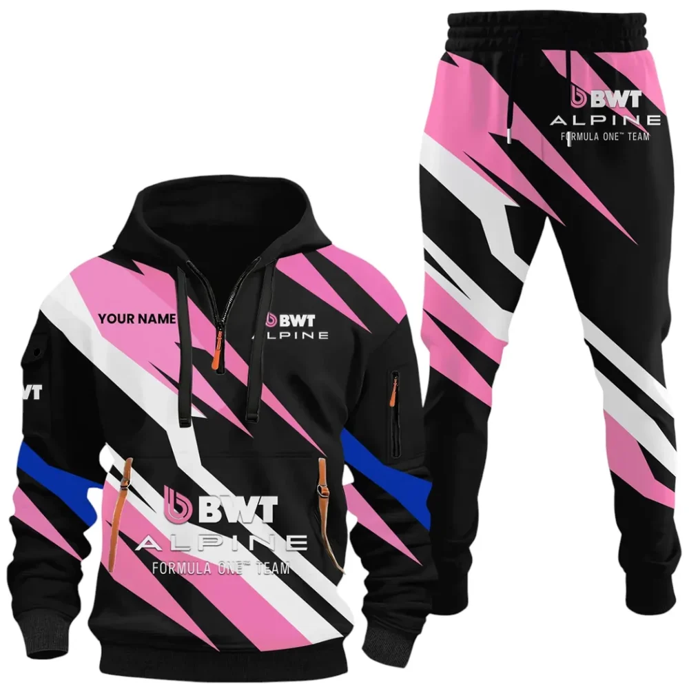 Sports Car Hoodie Half Zip x Sweatpants Set, Classic Gearhead Hoodie Set CAR514100925156