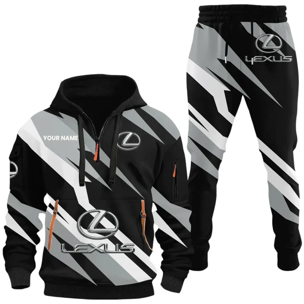 Premium Crossover Hoodie Half Zip x Sweatpants Set, All-Season Car Enthusiast Tracksuit CAR514100925159