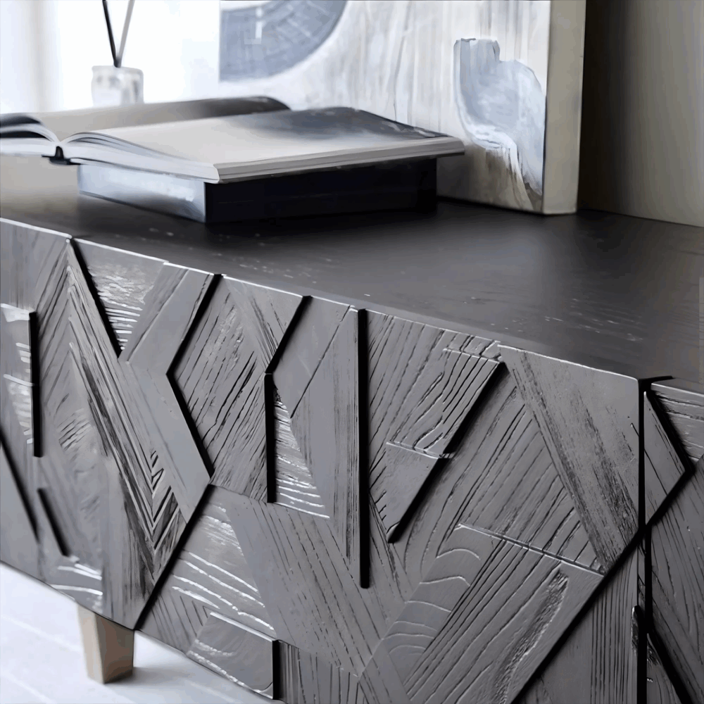Walnut Axis TV Console - Solid Wood Media Shelf with Modern Form - Image 4